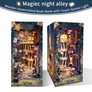 Joincon DIY book nook kit Retro Fantasy Theme 3D puzzle Exquisite workmanship ingeniously constructed manufactured of high quality solid wood Display Art Studio 14+ adults gift present Magic Night Alley SQ-16
