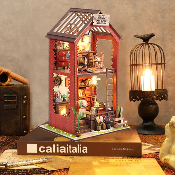 DIY cottage with lights house model toy decoration gift Martin's book house making craft