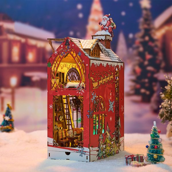 DIY Cabin Snow Night Song 3D three-dimensional book end miniature building toy Christmas gift Model Decoration (Snow Night Song)