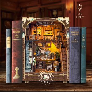 Joincon DIY book nook kit Vintage Cute Theme 3D puzzle Exquisite workmanship ingeniously constructed manufactured of eco-friendly solid wood Office gift-giving 14+ adults gift present Caramel Dreams SQ-03