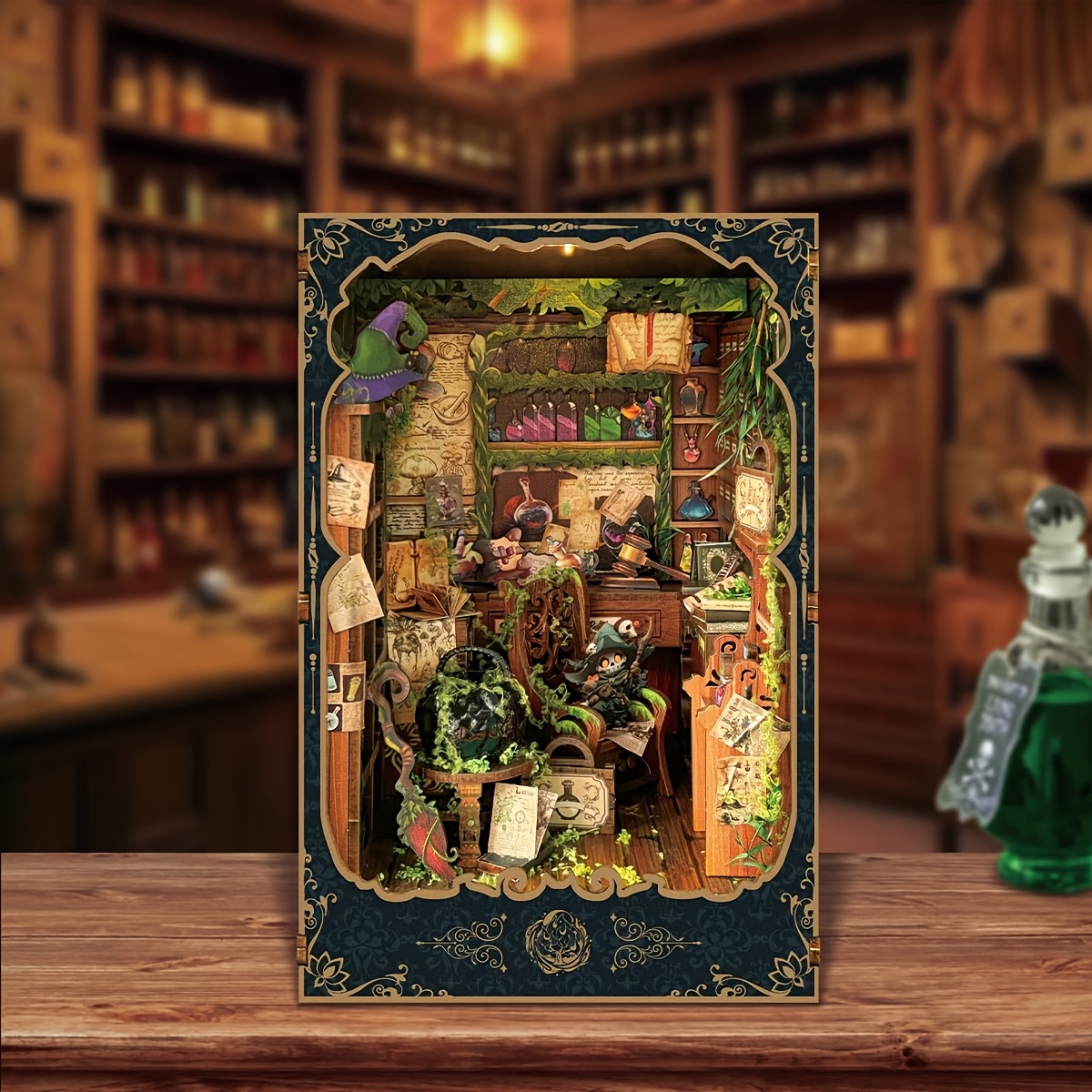 Joincon DIY book nook kit Fantasy Magic Retro Theme 3D puzzle Exquisite workmanship ingeniously constructed Decoration item making of eco-friendly solid wood Placed on bookshelf 14+ adults gift present Alchemy Diary SQ-43