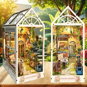 Joincon DIY book nook kit Rural style 3D puzzle Exquisite workmanship Construct with exquisite details Decorative accessory set of high quality solid wood Giving gifts on Valentine's Day 14+ adults gift present Sylvia Garden SQ-22