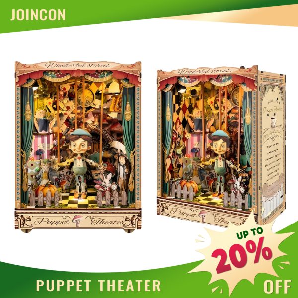 Joincon Puppet Theater Book Nook Children Kit: Exquisitely Designed DIY Craft with Premium Quality Wood, 3-Hour Build Time & Odor-Free Materials | Beginner-Friendly Challenge for Creative Minds | Perfect for giving as a gift to children on Children's Day Puppet Theater SQ-33