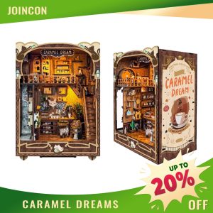Joincon Caramel Dreams Book Nook Children Craft Kit | Exquisite Eco-Friendly Wooden DIY Model with LED Illumination | 3-Hour Beginner-Friendly Challenge | Odorless, Kid-Safe Design | An excellent gift for children Caramel Dreams SQ-03