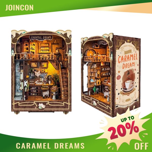 Joincon Caramel Dreams Book Nook Children Craft Kit | Exquisite Eco-Friendly Wooden DIY Model with LED Illumination | 3-Hour Beginner-Friendly Challenge | Odorless, Kid-Safe Design | An excellent gift for children Caramel Dreams SQ-03