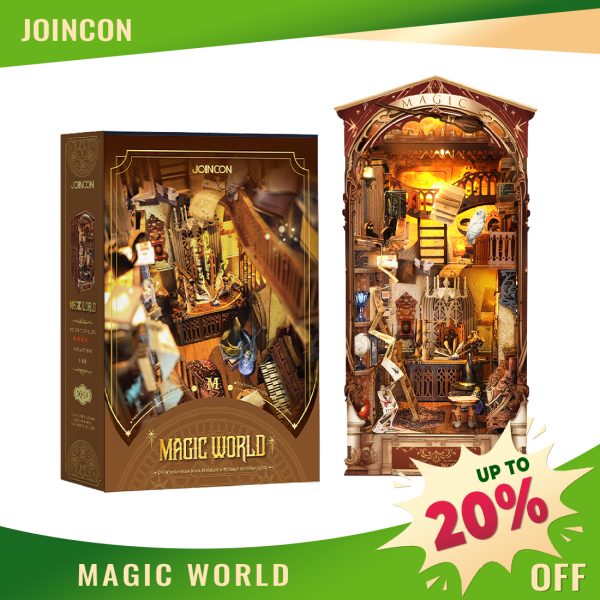 Joincon Magic World Book Nook Kit - Exquisitely Crafted Eco-Friendly Wooden DIY Model, 4-Hour Assembly Fun, Odorless , Perfect Creative Gift for Children’s Day Magic Academy SQ-38