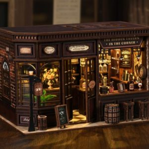 Joincon Miniature Corner Tavern Book Nook Kit - Create a Charming Pub Diorama for Book Shelves