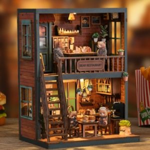 Joincon Bear Restaurant Book Nook Kit - Create a Sweet Miniature Foodie World for Your Shelf