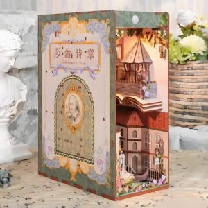 Shakespearean Sonnet Book Nook Kit: 3D Drama Stage with LED Lights & Dust Cover for Your Desk