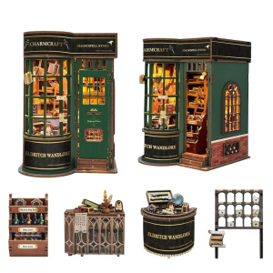 Wizard Wand Shop Book Nook – DIY 3D Puzzle Kit for Harry Potter Fans, Magical Bookshelf Insert & Unique Home Decor Gift