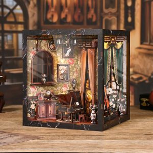 European Charm Music Chest Book Nook - with Soft Lights, DIY Assembly Model, Warm Christmas Gift for Desktop Decoration