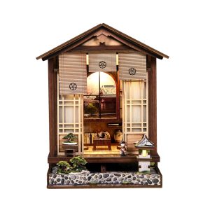 Moss Lantern Harmony Garden Wooden Book Nook – DIY Japanese Miniature Scene with Touch LED Light & Stone Lantern, 152-Piece Eco-Friendly MDF Kit, 2-3H Immersive Crafting Experience AM01-005