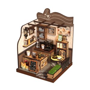 Country Cafe Wooden Book Nook – DIY Vintage Coffee Shop Miniature Scene with Detailed Accessories & Color Manual, 77-Piece Eco-Friendly MDF Kit, 2-3H Immersive Crafting Experience