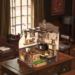 Country Cafe Wooden Book Nook – DIY Vintage Coffee Shop Miniature Scene with Detailed Accessories & Color Manual, 77-Piece Eco-Friendly MDF Kit, 2-3H Immersive Crafting Experience