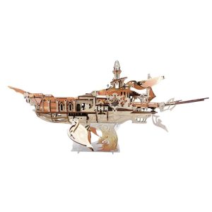 Joincon Whale Ark of the Universe Wooden Assembly Model (Dawnlight Gold) – DIY Fantasy Wooden Spaceship with Mechanical Transmission & Biomimetic Whale Sound Effects, 472 Precision Pieces, Immersive Crafting Experience SQ-52