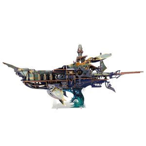 Joincon Whale Ark of the Universe Wooden Assembly Model (Starlight Blue) – DIY Fantasy Wooden Spaceship with Mechanical Transmission & Biomimetic Whale Sound Effects, 472 Precision Pieces, Immersive Crafting Experience SQ-52