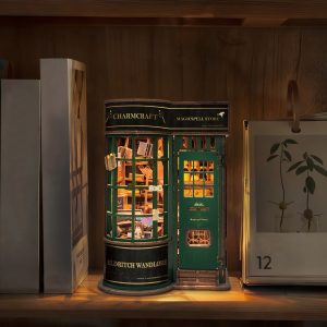 Magic Wand Shop · Fantasy DIY Miniature Book Nook | 327-Piece Wooden Puzzle Kit | with LED Warm Light & Touch Switch | Adult Stress-Relief Craft Decor / Birthday Gift  SQ-78