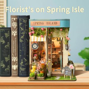 Spring Island Florist DIY Book Nook Model (Touch-Sensitive Lights + Miniature Flower Shop Edition) Perfect Gift for Adults & Teens – Ideal for Stress Relief, Family Bonding, or Holiday Decor SQ-46