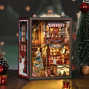 Christmas Shop DIY Book Nook Model (Touch-Sensitive Lights + Music Box + Miniature Holiday Gift Shop Edition) Perfect Holiday Gift for Adults & Teens – Ideal for Family Bonding or Festive Desktop Decor AH01-001