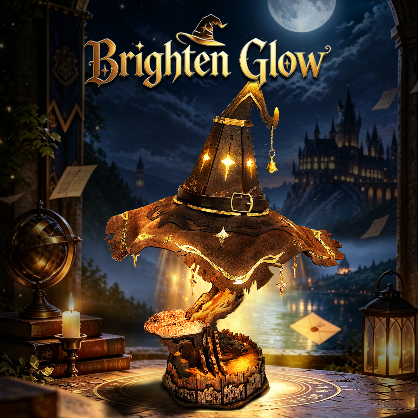 Magic Wizard Hat DIY Lamp, Touch Controlled 3-Level Brightness Fantasy Decor SQ-103